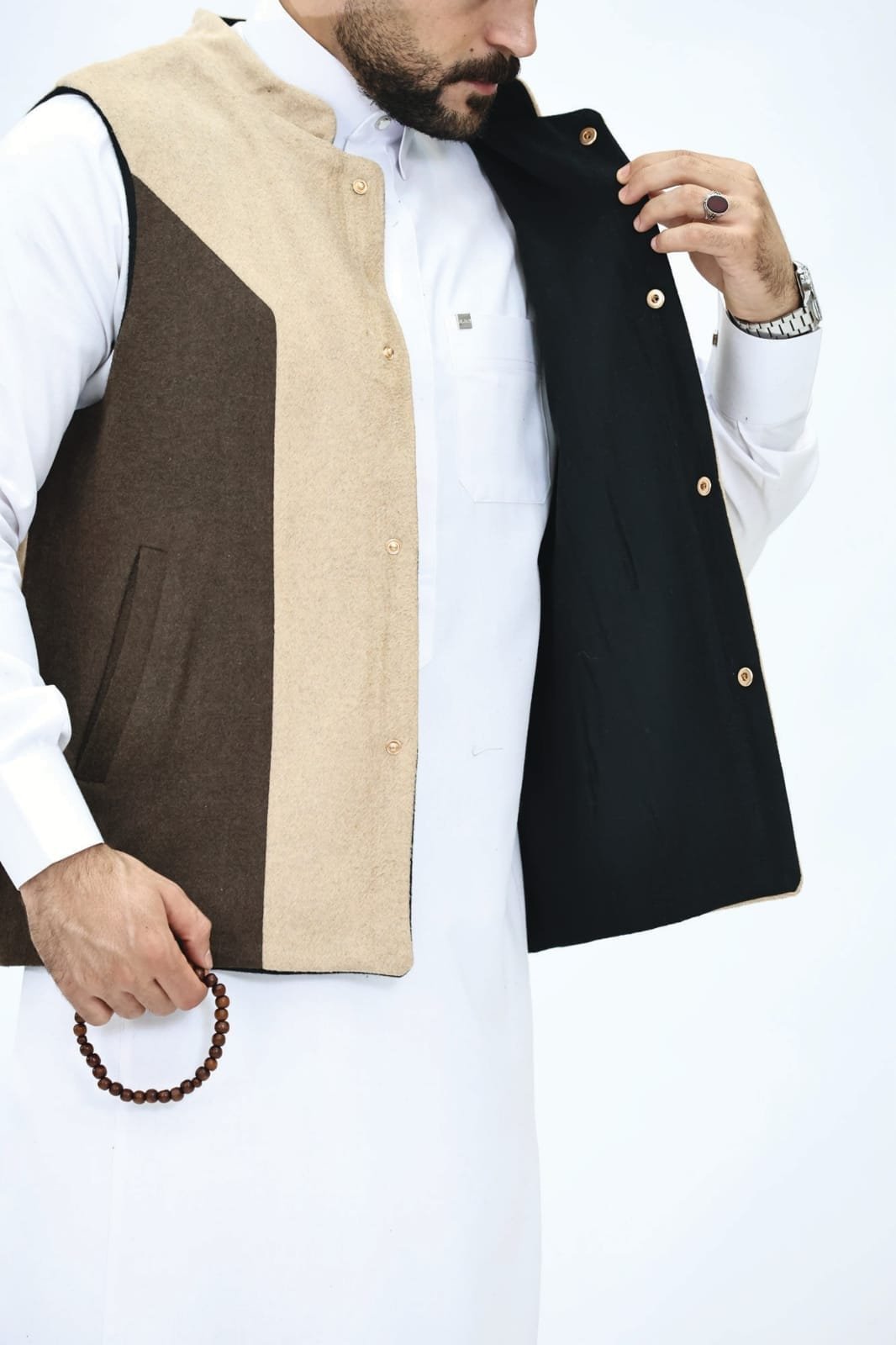 صدرية جوخ صوفي دبل فيس كبك - الصورة 3