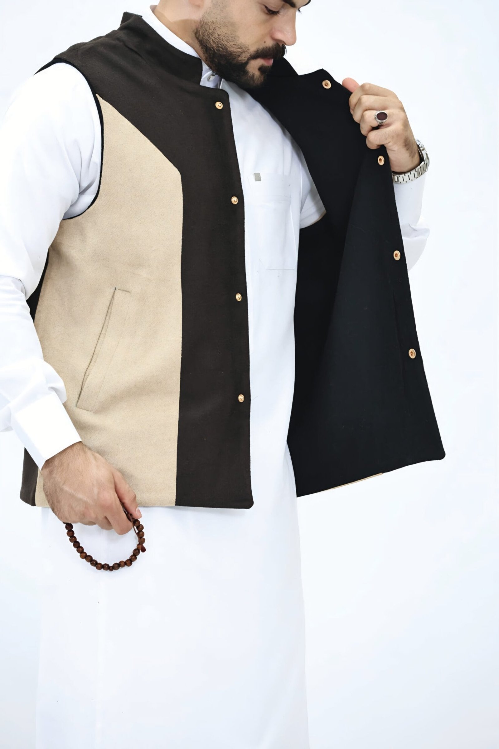 صدرية جوخ صوفي دبل فيس كبك - الصورة 4