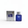 عطر Blue For Men من الرصاصي بجانب العلبة الكرتونية