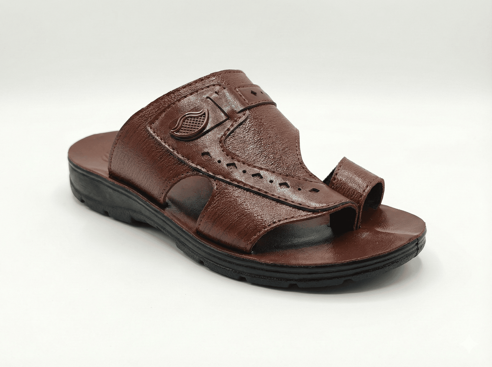 حذاء شرقي ولادي فاخر بتصميم كلاسيكي ولون بني معرق - الصورة 2