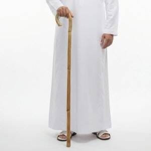 عصا خيزران طبيعية بمقبض معكوف