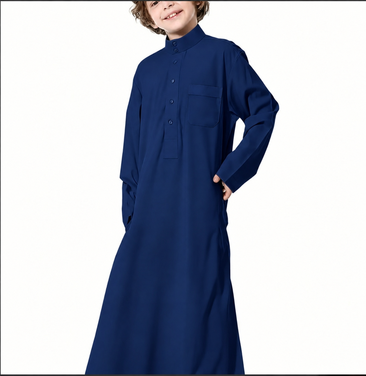 ثوب ولادي القصة السعودية باللون كحلي